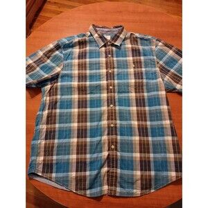 Tommy Bahama Shirt XL Men's Jeans Island Crafted Short Sleeve Button Blue Cotton